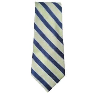 Vintage IZOD TIE 100% Silk Celery Green Navy Blue 4 in Wide  1990's Striped